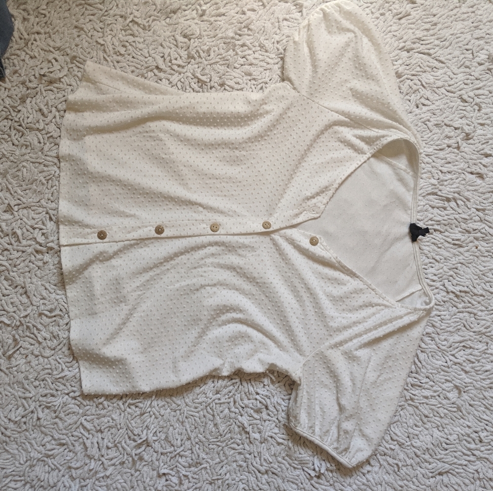 Clip dot button up blouse